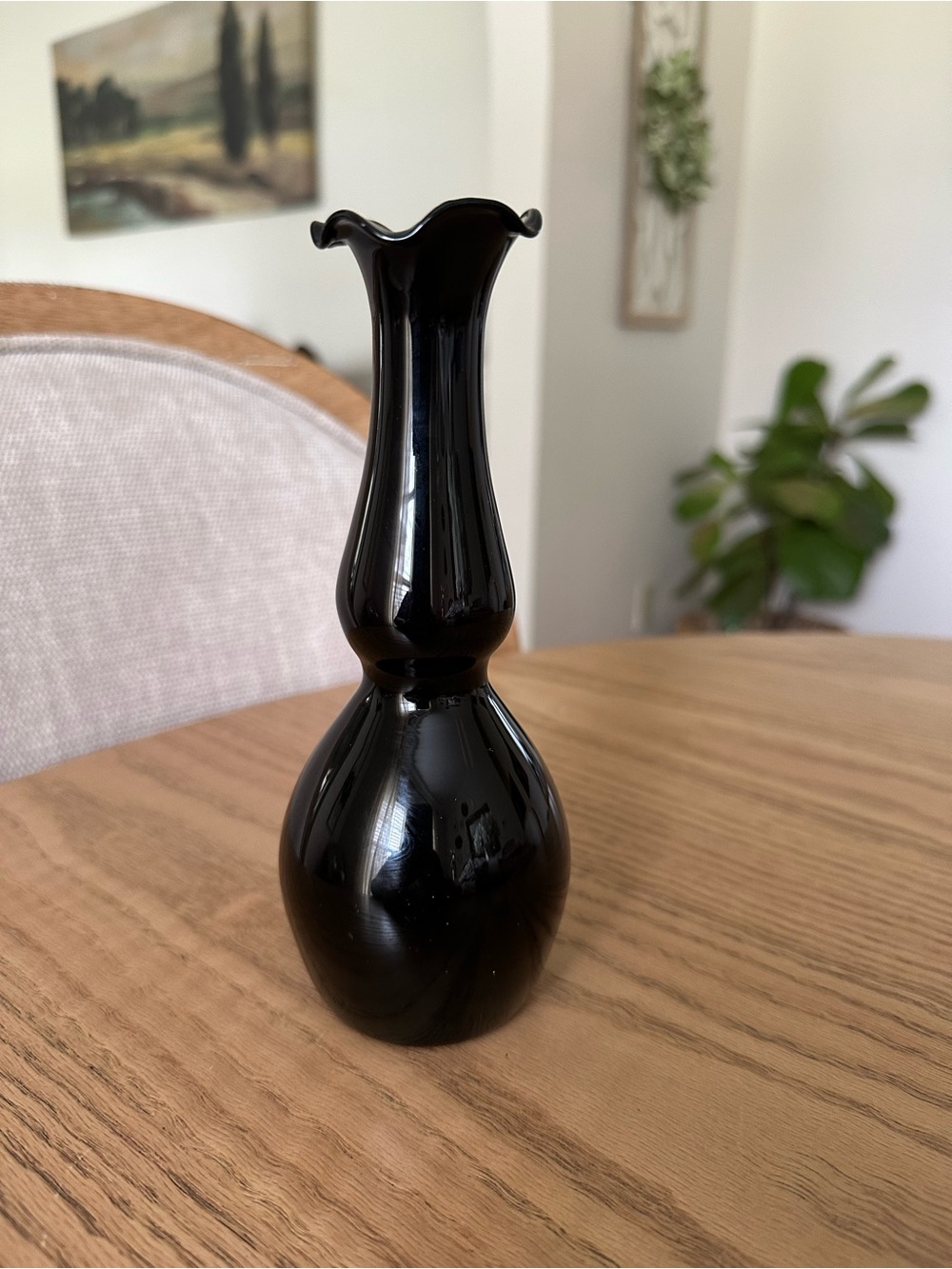 Black Amethyst Decorative Glass Bud Vase - Vintage 7”